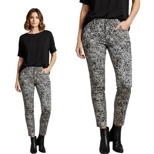 ETCETERA PANTS Women's 4‎ Black White Stretch Skinny Leg Wearable Art Fitted
